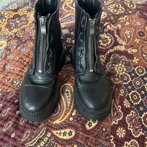 Black Leather Combat Boots